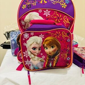 Pink and Purple Backpack with Lunchbox Set